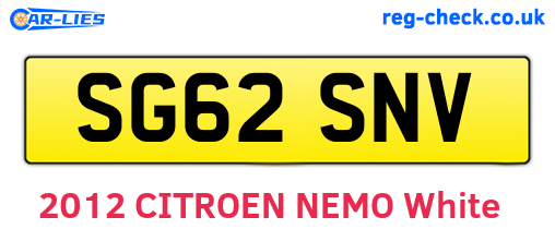 SG62SNV are the vehicle registration plates.