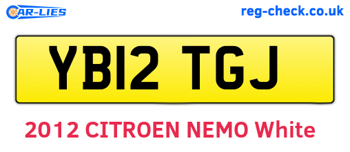 YB12TGJ are the vehicle registration plates.