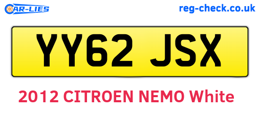 YY62JSX are the vehicle registration plates.