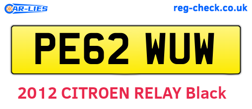 PE62WUW are the vehicle registration plates.
