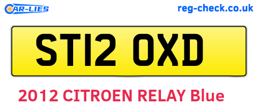 ST12OXD are the vehicle registration plates.