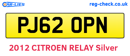 PJ62OPN are the vehicle registration plates.