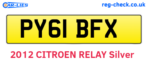 PY61BFX are the vehicle registration plates.