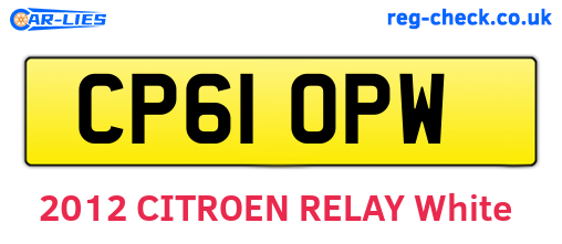 CP61OPW are the vehicle registration plates.