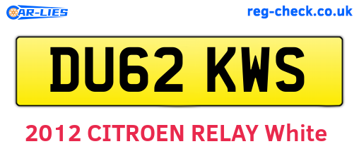 DU62KWS are the vehicle registration plates.