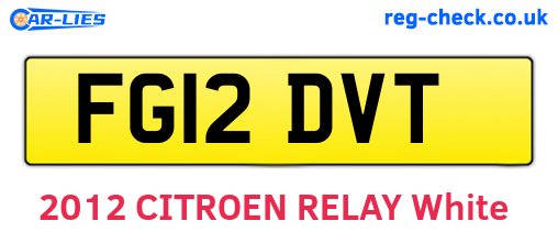 FG12DVT are the vehicle registration plates.