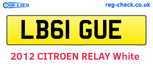 LB61GUE are the vehicle registration plates.