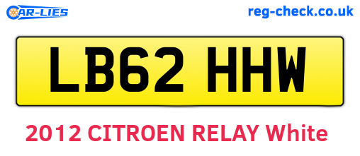 LB62HHW are the vehicle registration plates.