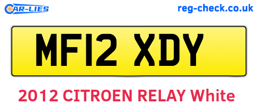 MF12XDY are the vehicle registration plates.