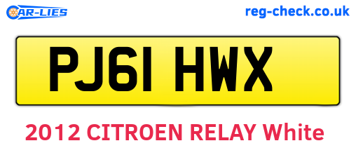 PJ61HWX are the vehicle registration plates.