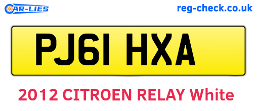 PJ61HXA are the vehicle registration plates.