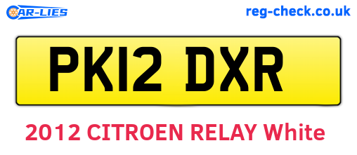 PK12DXR are the vehicle registration plates.
