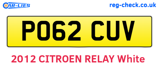 PO62CUV are the vehicle registration plates.