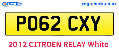 PO62CXY are the vehicle registration plates.