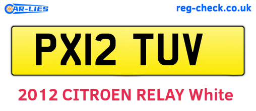 PX12TUV are the vehicle registration plates.