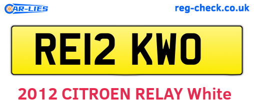 RE12KWO are the vehicle registration plates.