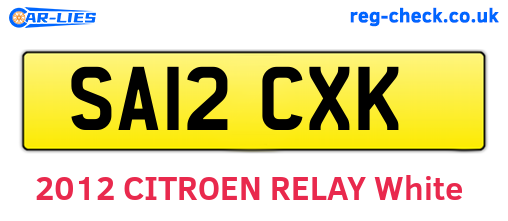SA12CXK are the vehicle registration plates.