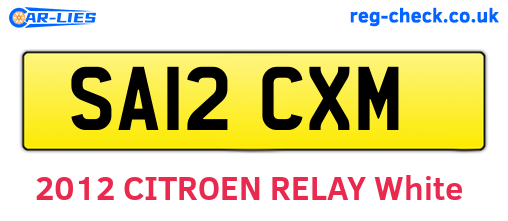 SA12CXM are the vehicle registration plates.