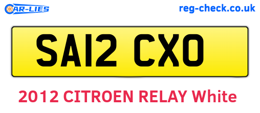 SA12CXO are the vehicle registration plates.