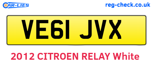 VE61JVX are the vehicle registration plates.