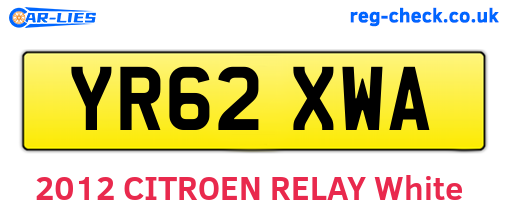 YR62XWA are the vehicle registration plates.