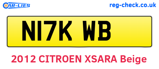 N17KWB are the vehicle registration plates.
