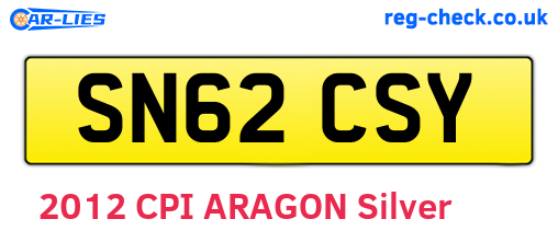 SN62CSY are the vehicle registration plates.