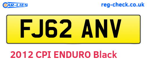 FJ62ANV are the vehicle registration plates.
