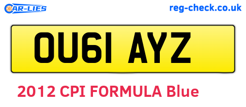 OU61AYZ are the vehicle registration plates.