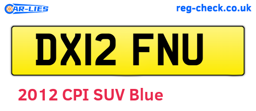 DX12FNU are the vehicle registration plates.
