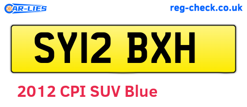 SY12BXH are the vehicle registration plates.