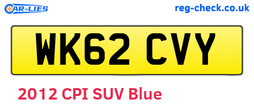 WK62CVY are the vehicle registration plates.