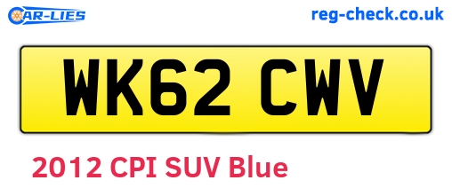 WK62CWV are the vehicle registration plates.