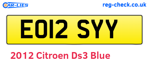 Blue 2012 Citroen Ds3 (EO12SYY)