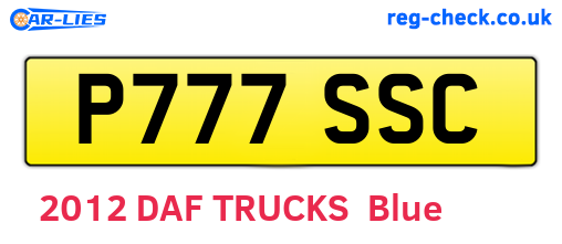 P777SSC are the vehicle registration plates.