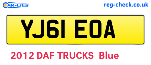 YJ61EOA are the vehicle registration plates.