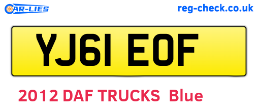 YJ61EOF are the vehicle registration plates.