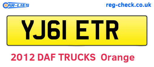 YJ61ETR are the vehicle registration plates.