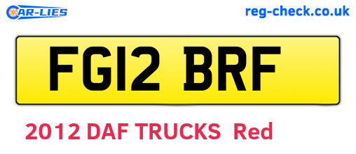 FG12BRF are the vehicle registration plates.