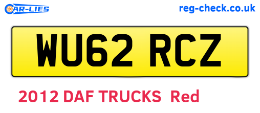 WU62RCZ are the vehicle registration plates.