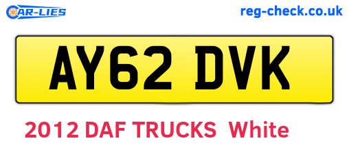 AY62DVK are the vehicle registration plates.