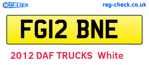FG12BNE are the vehicle registration plates.