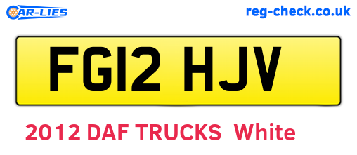 FG12HJV are the vehicle registration plates.