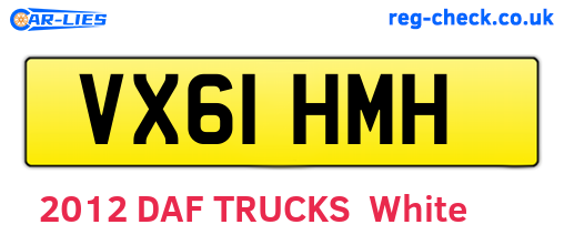 VX61HMH are the vehicle registration plates.