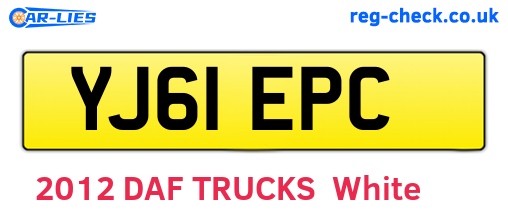 YJ61EPC are the vehicle registration plates.