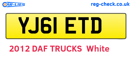 YJ61ETD are the vehicle registration plates.