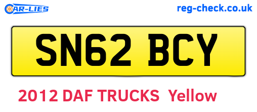SN62BCY are the vehicle registration plates.