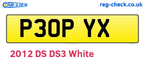 P30PYX are the vehicle registration plates.