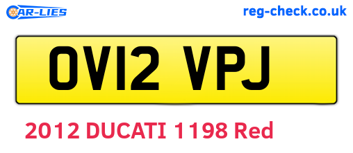 OV12VPJ are the vehicle registration plates.