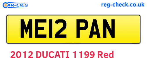 ME12PAN are the vehicle registration plates.